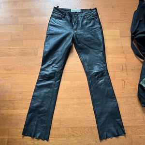 High-Waisted Flared Genuine Leather Pants